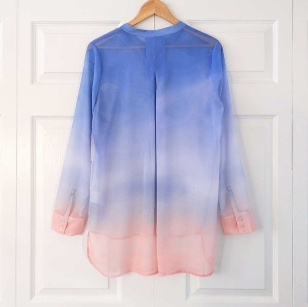 NWT H Halston Neutral Cloud Button Up Blouse Top - Picture 2 of 10